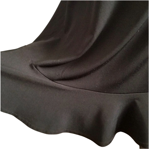 Black Midi Skirt With Frilled Hem - Picture 3 of 4